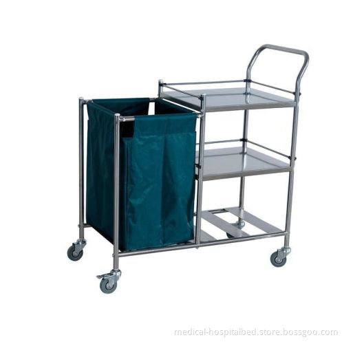 Three Shelves Laundry Collecting Trolley With S.s. Guardrails